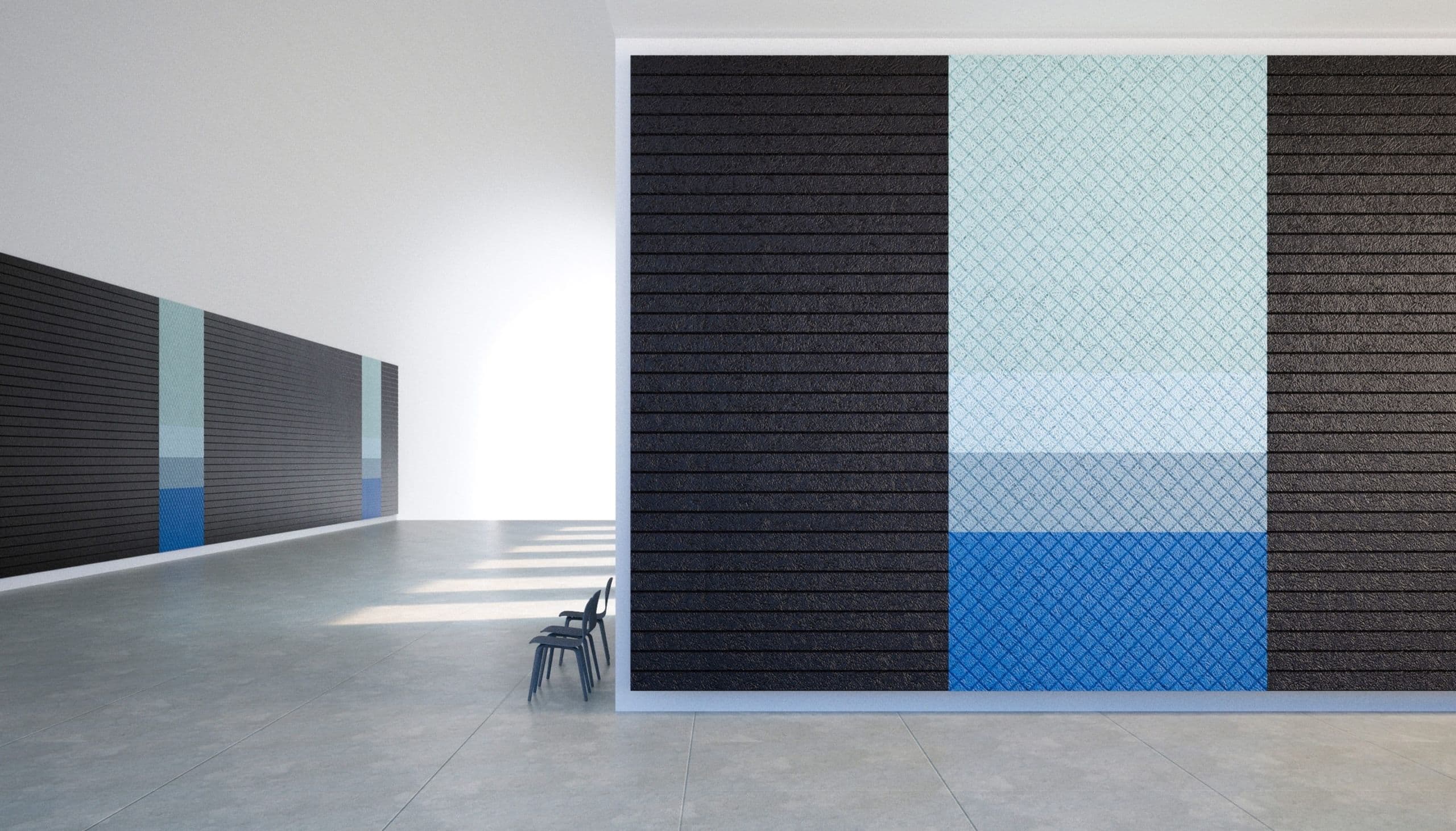 Blue Toned Wood Wool Wall Panels